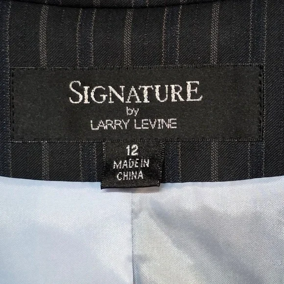 Vintage Y2K Signature by Larry Levine Grey Blue Pinstripe 3 Piece Suit Womens 12 - Picture 9 of 16